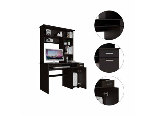 Load image into Gallery viewer, Weston Two Writing Computer Desk, Hutch, Two Drawers, Six Shelves by FM FURNITURE
