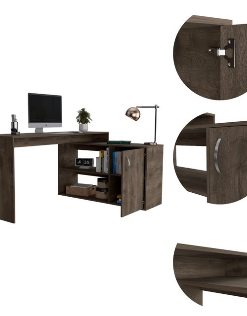 Load image into Gallery viewer, Antlia L-Shaped Writing Desk, Two Shelves, Single Door Cabinet by FM FURNITURE
