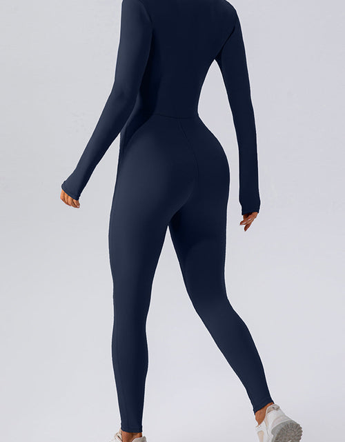 Load image into Gallery viewer, Half Zip Mock Neck Active Jumpsuit
