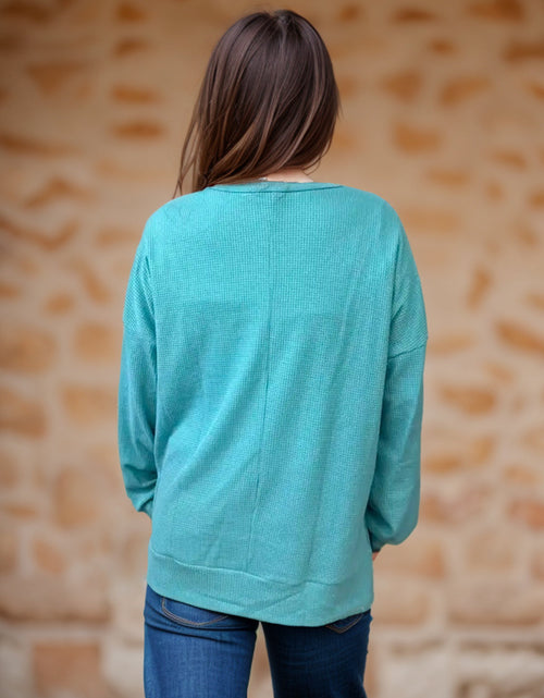 Load image into Gallery viewer, Side Slit Round Neck Long Sleeve T-Shirt
