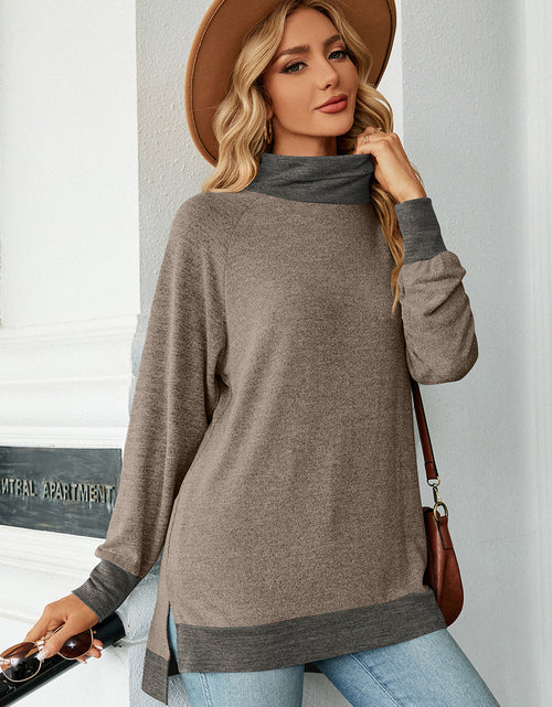 Load image into Gallery viewer, Slit Mock Neck Long Sleeve T-Shirt
