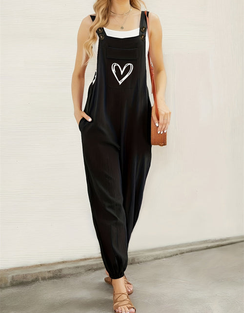 Load image into Gallery viewer, Heart Square Neck Wide Strap Overalls
