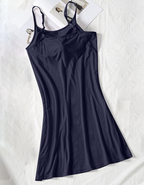 Load image into Gallery viewer, Round Neck Spaghetti Strap Cami Dress with Bra
