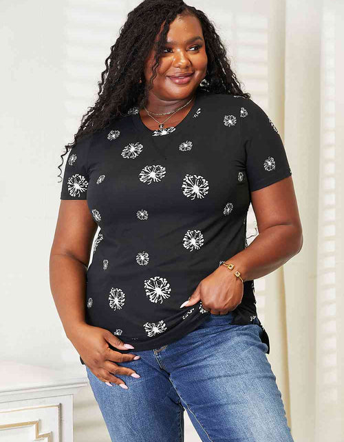 Load image into Gallery viewer, Double Take Dandelion Print Round Neck T-Shirt
