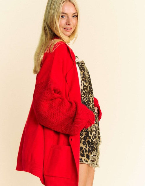 Load image into Gallery viewer, Davi &amp; Dani Button Up Dropped Shoulder Cardigan with Pockets
