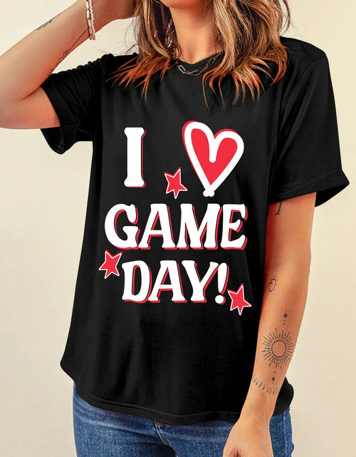 Load image into Gallery viewer, Letter Graphic Round Neck Short Sleeve T-Shirt
