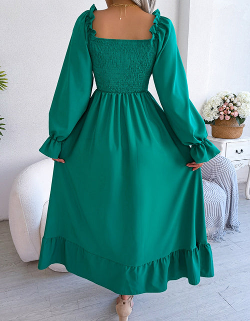 Load image into Gallery viewer, Smocked Square Neck Flounce Sleeve Dress
