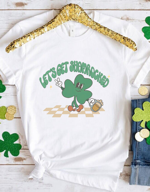 Load image into Gallery viewer, LET'S GET SHAMROCKED Round Neck T-Shirt
