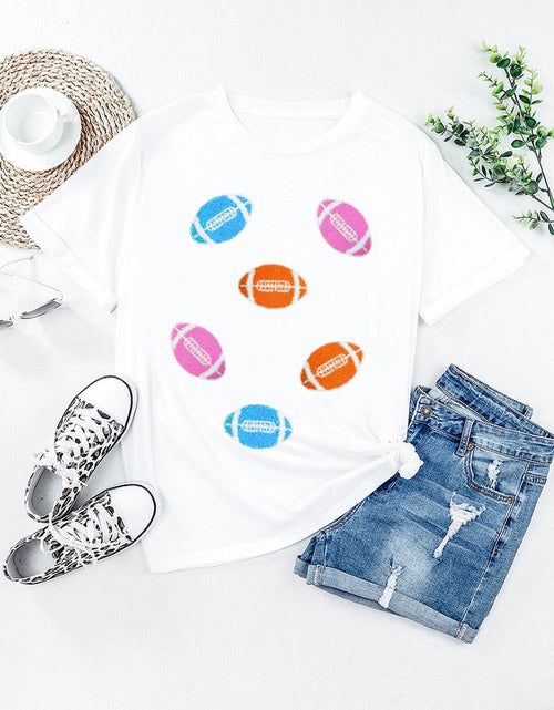 Load image into Gallery viewer, Football Round Neck Short Sleeve T-Shirt

