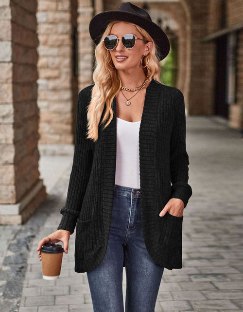 Load image into Gallery viewer, Open Front Cardigan with Pockets
