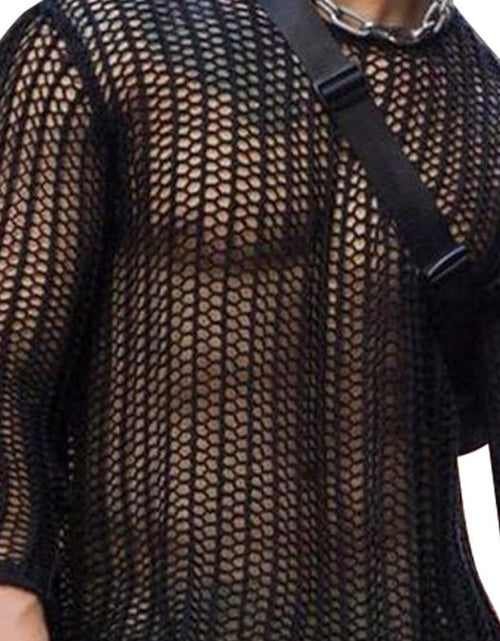 Load image into Gallery viewer, Men's Full Size Hollow Out Round Neck Long Sleeve Top Plus Size

