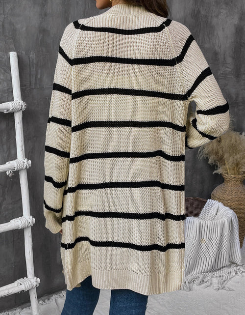 Load image into Gallery viewer, Perfee Striped Button Up Long Sleeve Cardigan
