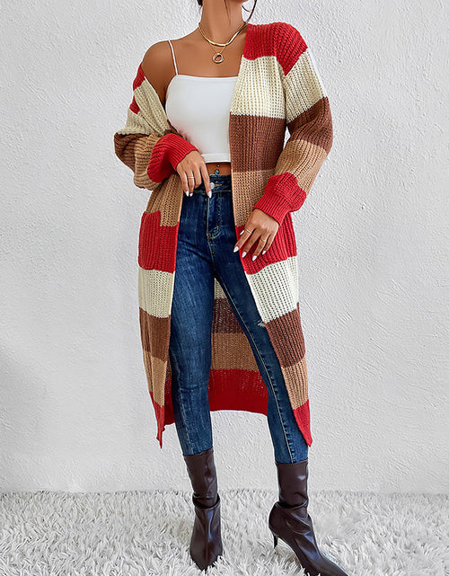 Load image into Gallery viewer, Color Block Open Front Longline Cardigan
