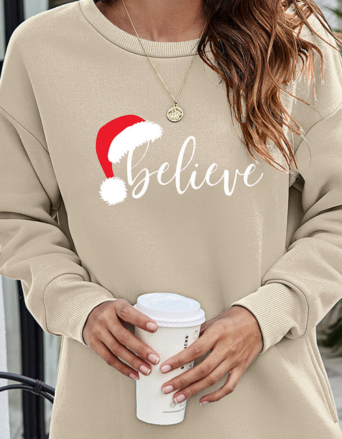 Load image into Gallery viewer, BELIEVE Graphic Tunic Sweatshirt
