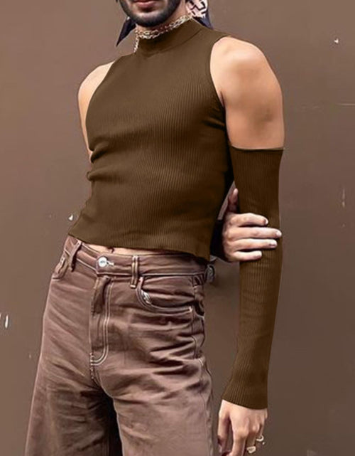 Load image into Gallery viewer, Men's Full Size Mock Neck Cold Shoulder T-Shirt Plus Size
