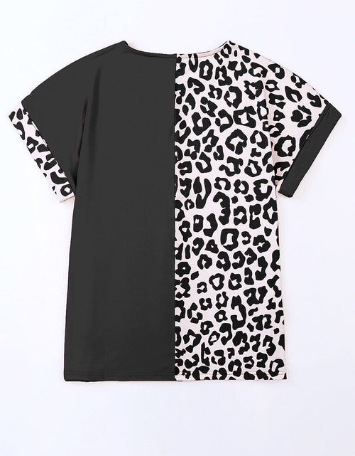 Load image into Gallery viewer, Plus Size Leopard Round Neck T-Shirt
