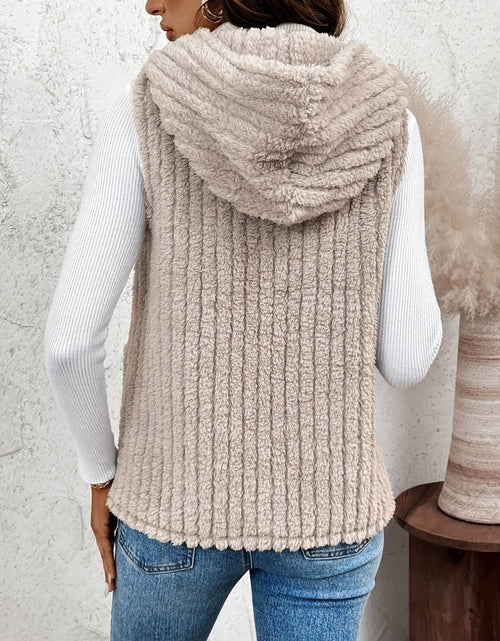 Load image into Gallery viewer, Fuzzy Hooded Vest with Pockets
