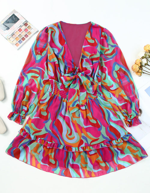 Load image into Gallery viewer, Printed Flounce Sleeve Mini Dress
