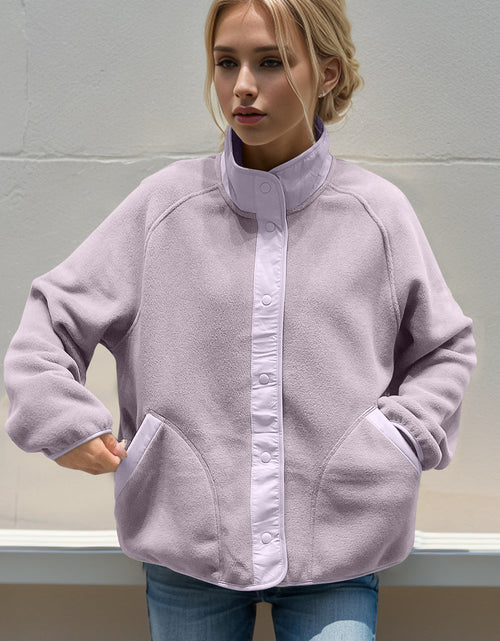 Load image into Gallery viewer, Double Take Snap Down Contrast Fleece Jacket with Pockets

