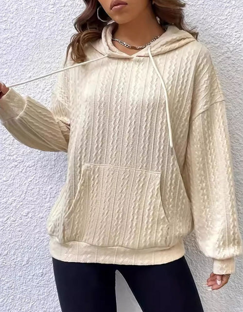 Load image into Gallery viewer, Drawstring Texture Long Sleeve Hoodie
