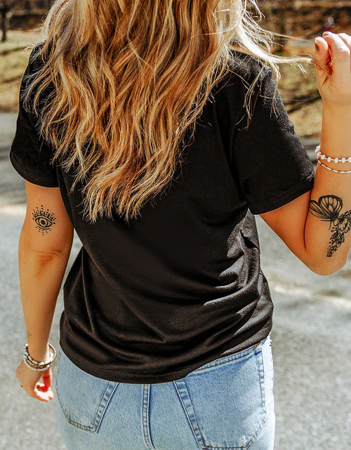 Load image into Gallery viewer, Rhinestone Round Neck Short Sleeve T-Shirt
