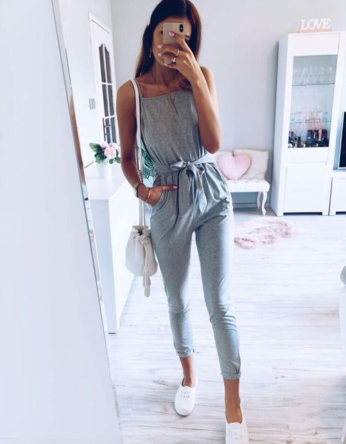 Load image into Gallery viewer, Tied Spaghetti Strap Square Neck Jumpsuit
