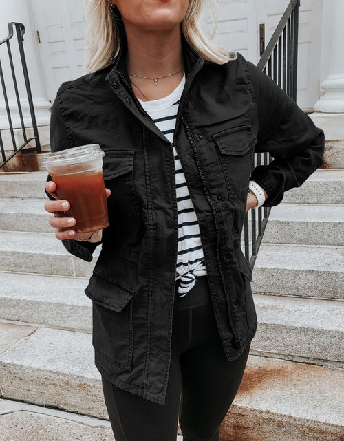 Load image into Gallery viewer, Pocketed Long Sleeve Zip Up Jacket
