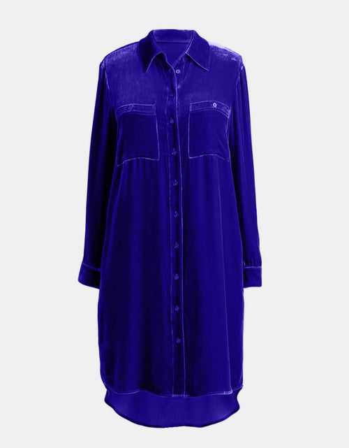 Load image into Gallery viewer, High-Low Button Up Long Sleeve Knee Length Dress
