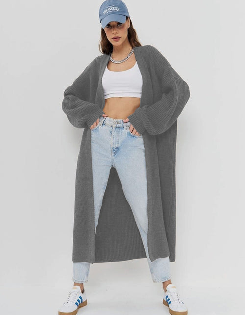 Load image into Gallery viewer, Open Front Long Sleeve Longline Cardigan
