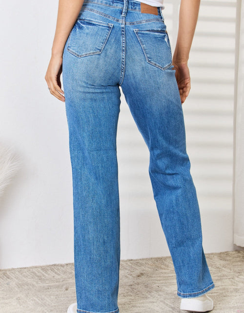 Load image into Gallery viewer, Judy Blue Full Size High Waist Distressed Straight-Leg Jeans

