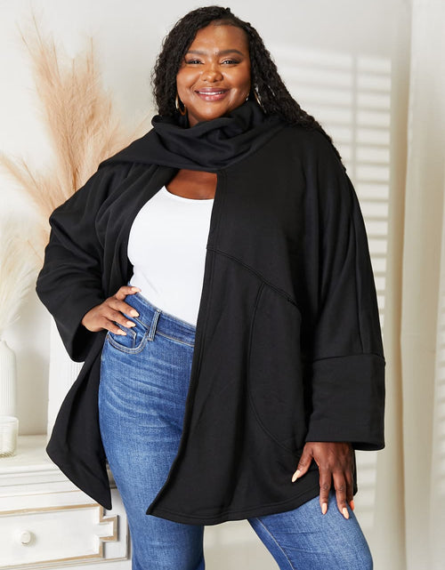 Load image into Gallery viewer, HEYSON Full Size Open Front Cardigan with Scarf Design
