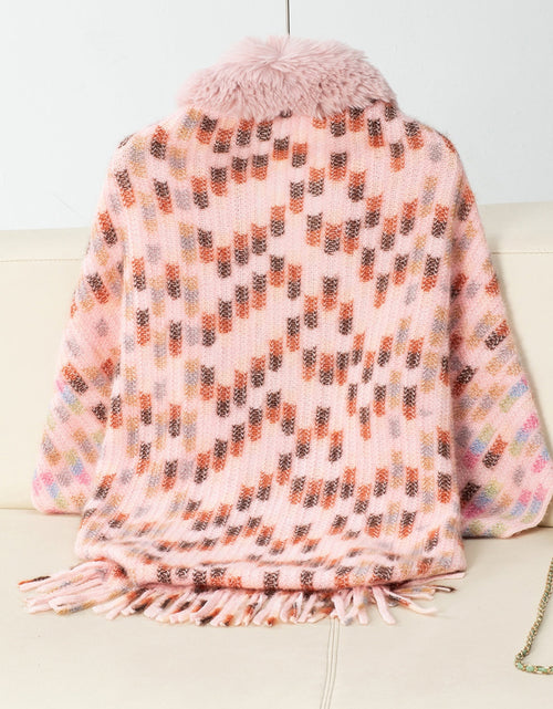 Load image into Gallery viewer, Fringe Fuzzy Open Front Poncho
