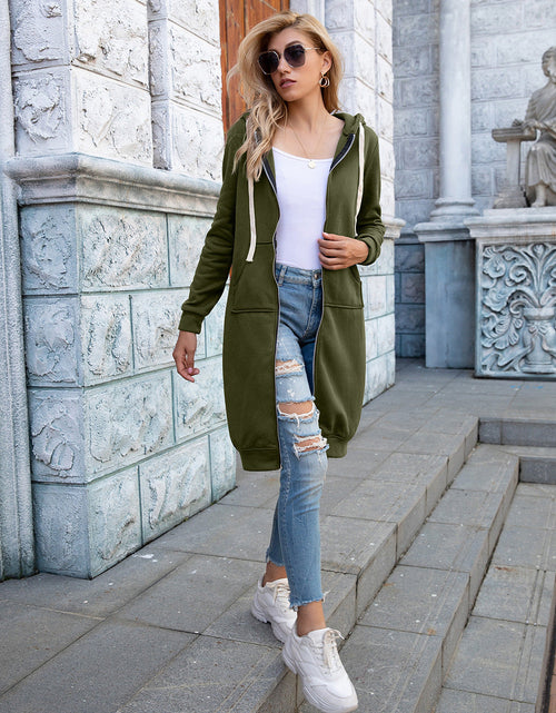 Load image into Gallery viewer, Ivy Lane Zip-Up Longline Hoodie with Pockets
