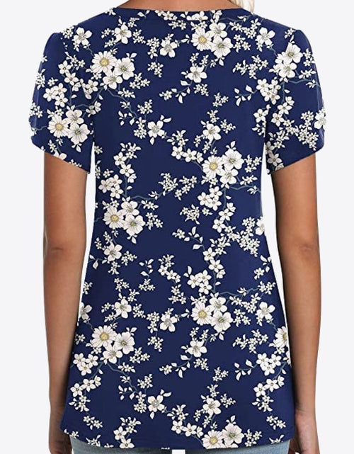 Load image into Gallery viewer, Printed Petal Sleeve V-Neck Blouse
