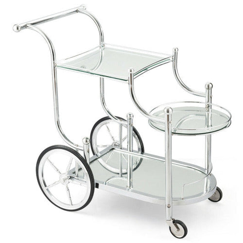 Load image into Gallery viewer, Kitchen Rolling Bar Cart with Tempered Glass Suitable for Restaurant and Hotel

