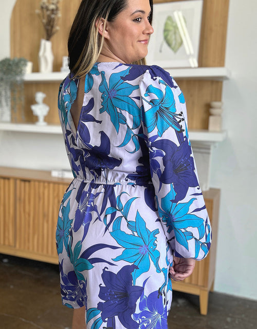 Load image into Gallery viewer, Double Take Full Size Floral Long Sleeve Romper with Pockets
