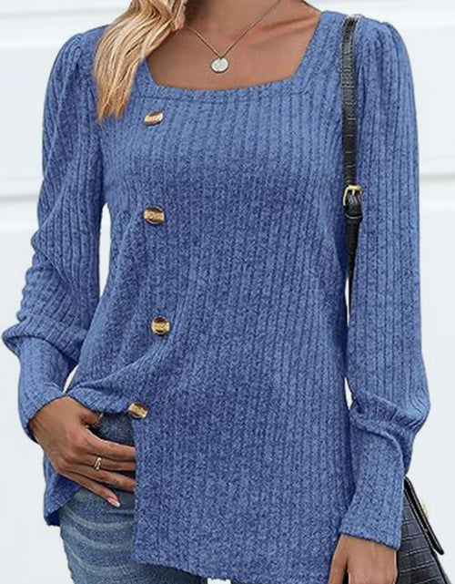 Load image into Gallery viewer, Decorative Button Square Neck Top
