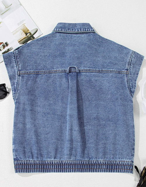 Load image into Gallery viewer, Button Up Cap Sleeve Denim Jacket
