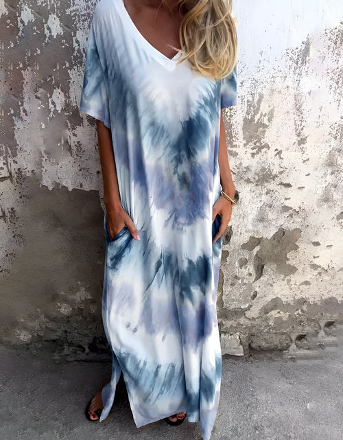 Load image into Gallery viewer, Full Size Pocketed Tie-Dye Short Sleeve Dress
