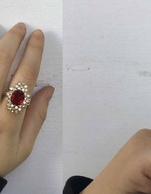 Load image into Gallery viewer, Vintage Women's Austrian Crystal Cocktail Ring 18k Gold Electroplated Birthstone Ring for Women by PVD Vintage Jewelry

