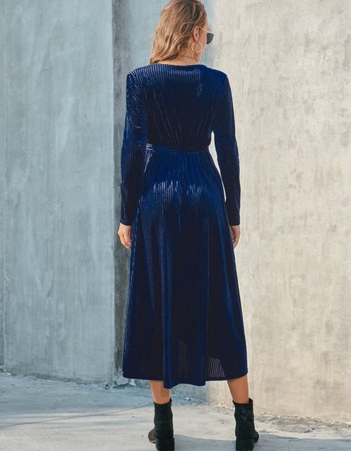 Load image into Gallery viewer, Tie Front Long Sleeve Slit Dress
