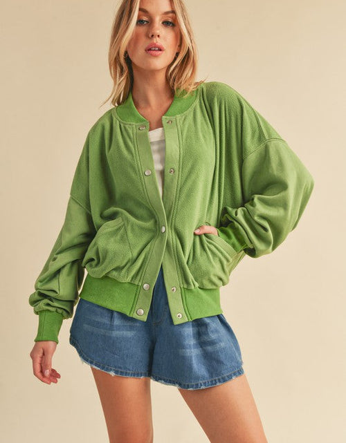 Load image into Gallery viewer, Aemi + Co Snap Down Drop Shoulder Brushed Jacket
