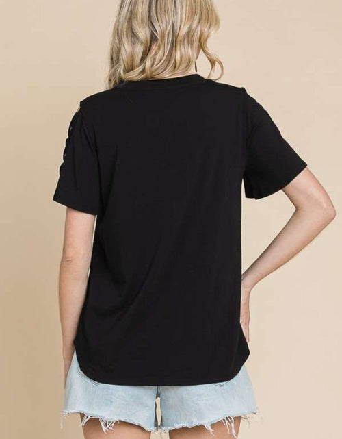 Load image into Gallery viewer, Culture Code Round Neck Crisscross Short Sleeve T-Shirt
