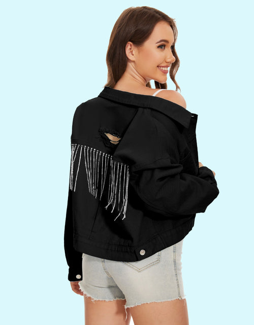 Load image into Gallery viewer, Distressed Distressed Button Up Denim Jacket
