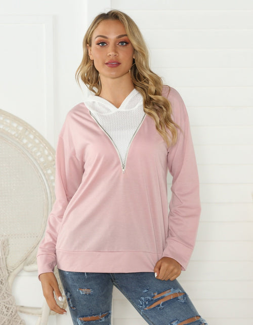 Load image into Gallery viewer, Shiny Contrast Zip Detail Hoodie
