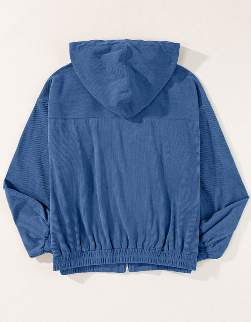 Load image into Gallery viewer, Drawstring Zip Up Long Sleeve Hooded Jacket
