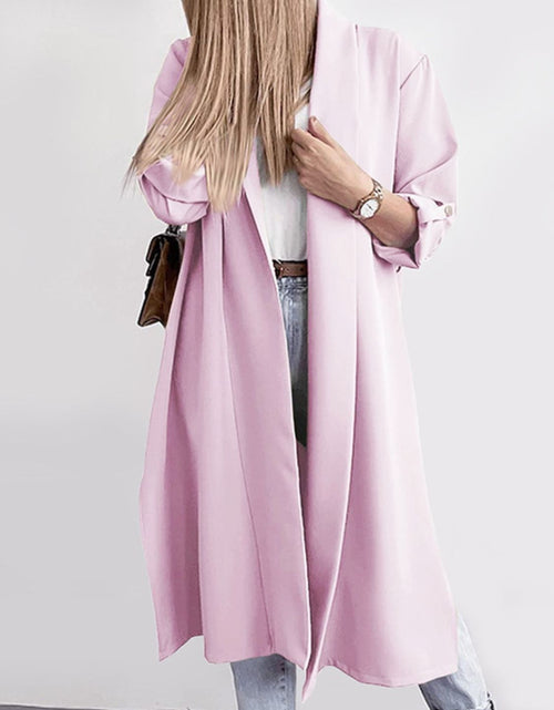 Load image into Gallery viewer, Slit Open Front Roll-Tab Sleeve Trench Coat
