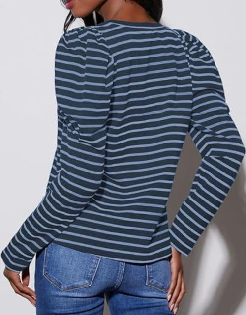 Load image into Gallery viewer, Striped Round Neck Long Sleeve T-Shirt
