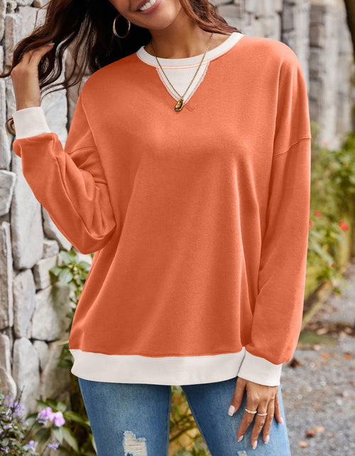 Load image into Gallery viewer, Lovelet Contrast Round Neck Long Sleeve Sweatshirt
