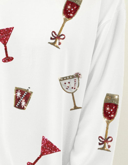 Load image into Gallery viewer, Sequin Round Neck Long Sleeve Sweatshirt
